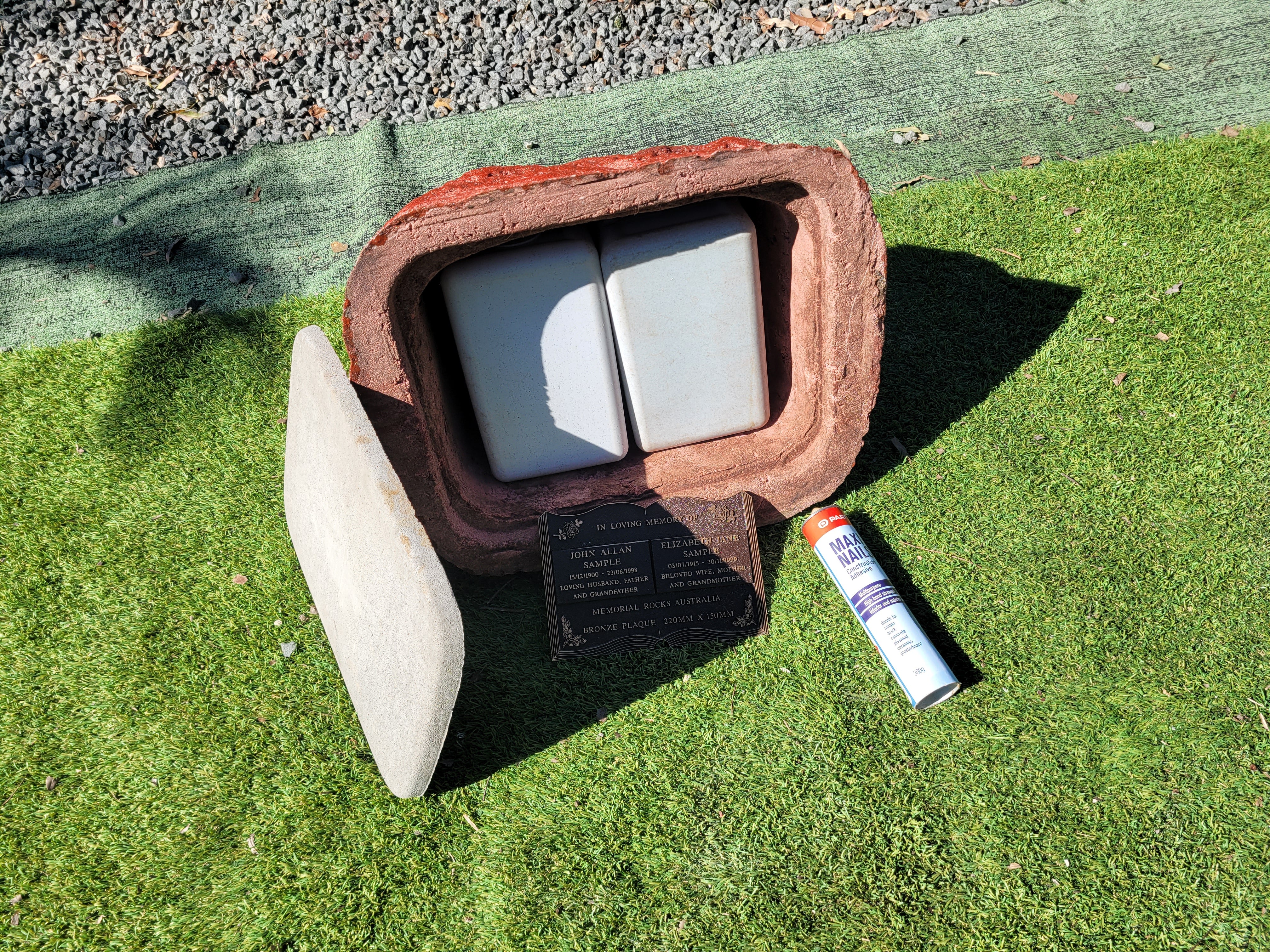 Memorial Rock Urn 1868 Large Double Pink / Red