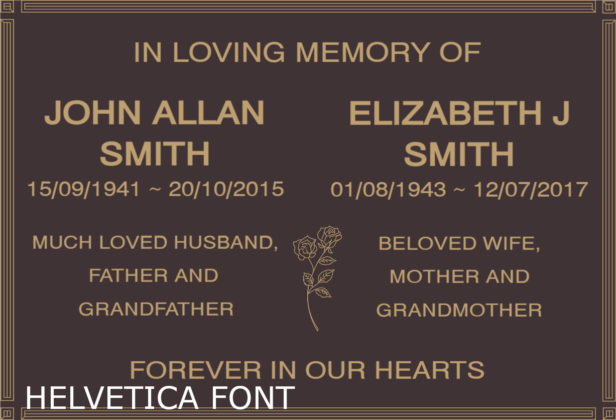Quality Bronze Plaque Extra Design for Two Names 220mm x 150mm