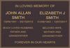 Quality Bronze Plaque Standard Design for Two Names 220mm x 150mm